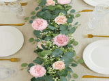 2 Pack 13FT Flower Garland, Artificial Rose Vine Fake Flower Garland Silk Rose Peony Hanging Vine V1258-DP02-WO-519