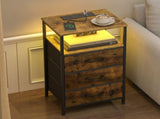 Nightstand with RGB LED Light and Charging Station, Brown, 40x30x70cm LSB-59299