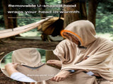 Khaki Cozy 4-in-1 Wearable Fleece Poncho Sleeping Bag - Multifunctional Camping Blanket with V888-ELOSUNG32562
