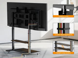 Adjustable Rolling TV Stand for 40 to 100 Inch Screens with Shelves V767-U-Z1813-86