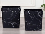 Modern Plastic Waste Bin with Marbling Design for Kitchen or Bedroom Black Storage .5 Gallons V1366-AZ2-W-13163