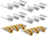 6PCS Stainless Steel Taco Holders, 3 Slots Taco Stand Rack Set with Handles, Oven Grill Dishwasher V1192-AZ-W-18443
