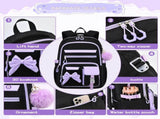 Girly 3-Piece Spine-Protecting Backpack Set Durable Nylon Water-Resistant & Lightweight, Large V1232-SJTSB-001