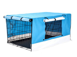 Wire Dog Cage Foldable Crate Kennel 48in with Tray BLUE Cover Combo V274-PET-WCCV48-BU
