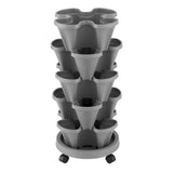 Green Fingers Raised Garden Bed 5 Tier Vertical Garden Grey Strawberry Stackable Planters Herbs GARDEN-PLASTIC-25L-GR