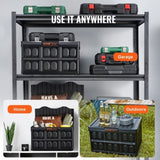 VEVOR Collapsible Storage Bins with Lids, 45L 3 Packs, Folding Plastic Stackable Utility Crates with V952-KZDSLCWXHS45CNF3XV0