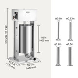 Electric Sausage Stuffer 15L Variable Speed Sausage Maker Stainless Steel V952-DDLSBX15L260W11X8V3