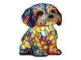 Small Dog Lamp, Retro Stained Resin Tabletop Night Light, 3D Cute Puppy Table Lamps, Gift for Lovers V1366-AZ2-W-16769