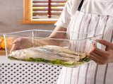 Freezer Ice Bin with Pull Out Handle, Clear Storage Container for Ice Cubes, Kitchen Pantry V1366-AZ2-W-16555