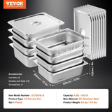 VEVOR 8 Pack Hotel Pans, 1/2 Size Anti-Jam Steam Pan with Lid, 0.8mm Thick Stainless Steel Steam V952-12BCCPBXG8JTGXJ0JV0