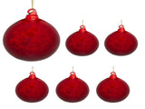 Christabelle Large Red Glass Baubles 6 Pcs with Faint Crackle Pattern Balls Christmas Tree Deco 112_YAN215S6