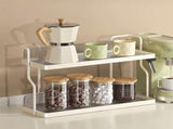 Two-Tier Kitchen Storage Rack Organizer in White with Removable Trays, 30.5x12.2x20.3cm LSB-59221
