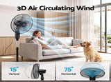 DEVANTI 16" Pedestal Fan with Remote 3 Speeds 8H Timer, Black PF-RC-40G2M-BK
