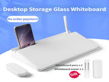 White Slanted Glass Memo Board & Desktop Organizer with 2 Markers & Residue-Free Eraser - Computer V888-ELOSUNG49454