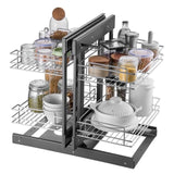 Min 15"W Opening Blind Corner Pull Out Organizer, 2 Tier 4 Shelf Kitchen Cabinet Organizer, Chrome V952-MJSNLDGG2C25YYEKJV0