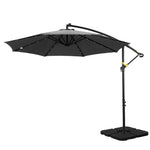 Instahut Outdoor Umbrella 3M Cantilever Beach LED Base Garden Sun Patio Charcoal UMB-BAN-LED-50N-CO