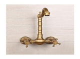 Antique Bathtub Faucet Dual-Handle Brass Wall-Mounted Tub Faucet with Hot & Cold Mixer, Tall V1107-113-36263-BRO-TALL1