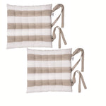 Rans Set of 2 Alfresco Cotton Chair Pads 40x40 cm - Striped Bleach Sand V442-RAN-CUSHION-CHAIRPADSTR-BLEACHSAND-SQ