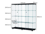 Stacked 169cm Tall Glass Display Cabinet 4 Tier DBOX1002-4-T-BK