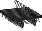 TOPIA HANGER Black Wooden Pants Hangers, Wood Skirt Hangers with Clips, Deluxe Jeans Hanger with V1258-DP02-F-222
