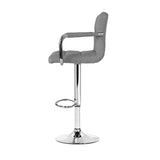 Artiss 2x Bar Stools Fabric Gas Lift w/Armrest Grey BA-K-1055A-FABRIC-GYX2