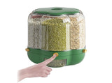 Food Grain Container Large Capacity 9L 6 Grid Rotatable Rice Dispenser Sealed Grain Food V1294-YM0523-10341434