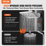 Outdoor Solar Heated Shower, 35L Poolside Shower Kit with Shower Head and Foot Shower Tap, Double V952-TYNLYQHSPVCLT705AV0