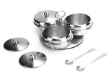 Stainless Steel Seasoning Pot Spice Salt Sugar Bowl Container with Rotating Storage Rack Lid Spoon V1294-YM0721-3118210032611