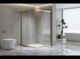 Adjustable 1100x1200mm Double Sliding Door Glass Shower Screen in Gold V63-845051