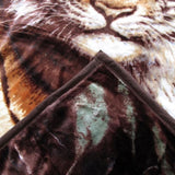 675gsm 2 Ply 3D Print Faux Mink Blanket Queen 200x240 cm Tiger Family V442-BZO-BLANKET-6753DTIGER-BROWN-QS