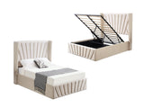 Allure Beige Velvet Gas Lift Bed - Queen V292-BED-ALLURE-QUEEN-BEIGE