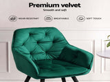 Artiss Dining Chairs Set of 4 Velvet Diamond Tufted Armchair Green MO-DIN-GRS058-VEL-GNX4