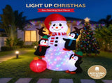 Jingle Jollys Christmas Inflatable Snowman 1.8M Height LED Outdoor Decorations Illuminated XMAS-INF-SNOWMAN-6FT-MC