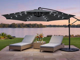 Instahut Outdoor Umbrella 3M Cantilever Beach LED Garden Shade Patio Charcoal UMB-BAN-8RIB-LED-CO