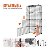 Large 3-tier Cat Cage, 28 x 28 x 41", DIY Detachable Metal Wire Durable Cat Enclosure, with Large V952-PJSMBSL28W281ORKFV0