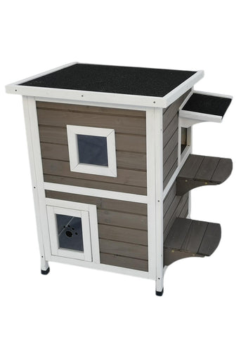 YES4PETS 2 Story Cat Shelter Condo with Escape Door Rainproof Kitty House V278-DOUBLE-74-CAT-HOUSE