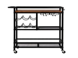 Artiss Bar Cart Drinks Trolley Serving Wine Rack Glass Holder 3 Hooks 72cm Black FUR-Z-BC-PB80-BK