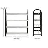 Plastic Aluminum Metal Standing Shoe Rack DIY Shoes Storage Shelf Home Organizer 4 Tiers V1294-YM0722-JY01906-02