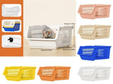 Stackable Plastic Storage Basket Closet Organizer Bin Foldable Clothes Organizer Storage Drawer V1369-AZ3-W-14497