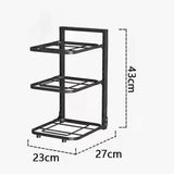 Pot Storage Rack Multilayer Thicken Strong Bearing Round Corner Pot Organizer for Kitchen Three V1294-YM0717-3118220191312