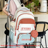 Color-Block Multi-Functional Backpack Letter Print, Large Capacity & Splash-Resistant, Main V1232-SJB-PS-006
