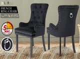 French Provincial Dining Chair Ring Studded Velvet Rubberwood Leg LISSE BLACK V274-FT-VFC-1141-BK1