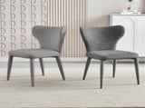 VELLUTO Modern Kitchen Dining Rooms Faux Leather Flannel Accents Metal Vanity Lounge V255-VE-DICH-LGREY-908