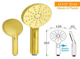 Brushed Gold Twin Shower Set Sliding Rail Arm 8" Round Head 3 Modes Handheld V1233-S4902ABGHR002M4CGKSR108G