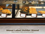 6PCS Wood Label Holder Stand, 4.1 x 2.8 x 0.9 in Slanted Place Card Stands with Clear Acrylic V1192-AZ-W-18420