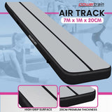 Powertrain Airtrack 20cm Thick 7m x 1m Inflatable Gymnastics Tumbling Mat Air Track - Black IFM-0701-GYBK