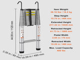 Telescoping Ladder, 563.9CM Aluminum One-button Retraction Collapsible Extension Ladder, 400 LBS V952-SSLTQ185190KGN6RJV0