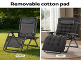 Gardeon Sun Lounge Lounger Folding Camping Zero Gravity Chair Outdoor Furniture FF-LOUNGE-DS-ABK