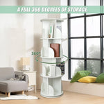 360-degree Rotating 4 Tier Display Shelf Bookcase Organiser V63-834351