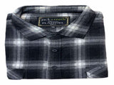 Mens Flannelette Long Sleeve Shirt 100% Cotton Authentic Flannel - Half Placket - Black - 8XL V563-FS-HP20-99-8XL